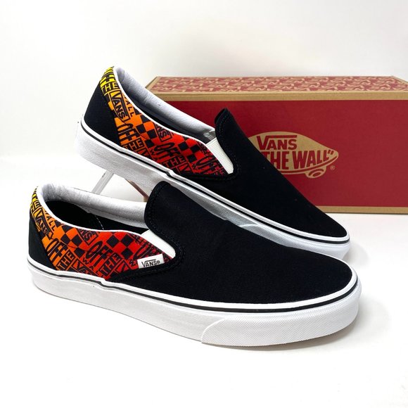 💖MEGA SALE💖VANS Classic Slip On Flame Black Canvas Shoes Women's VN0A4U382N5 - Picture 9 of 11